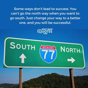 Some ways don’t lead to success. You can’t go the north way when you want to go south. Just change your way to a better one, and you will be successful.