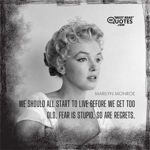 We should all start to live before we get too old. Fear is stupid. So are regrets.