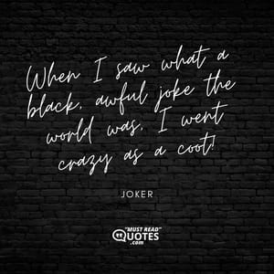 When I saw what a black, awful joke the world was, I went crazy as a coot!