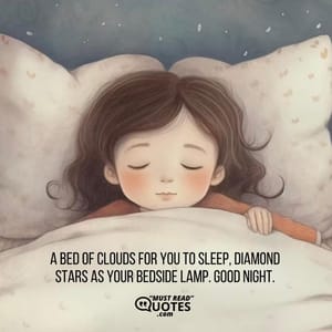 A bed of clouds for you to sleep, diamond stars as your bedside lamp. Good night.