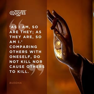‘As I am, so are they; as they are, so am I.’ Comparing others with oneself, do not kill nor cause others to kill.