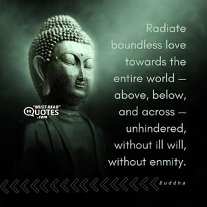 Radiate boundless love towards the entire world — above, below, and across — unhindered, without ill will, without enmity.