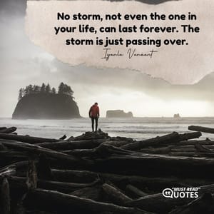 No storm, not even the one in your life, can last forever. The storm is just passing over.