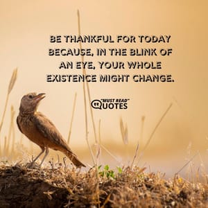 Be thankful for today because, in the blink of an eye, your whole existence might change.