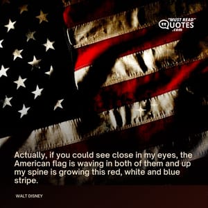 Actually, if you could see close in my eyes, the American flag is waving in both of them and up my spine is growing this red, white and blue stripe.