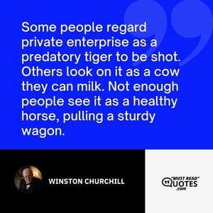 Some people regard private enterprise as a predatory tiger to be shot. Others look on it as a cow they can milk. Not enough people see it as a healthy horse, pulling a sturdy wagon.