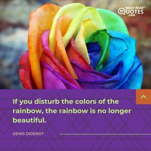 If you disturb the colors of the rainbow, the rainbow is no longer beautiful.