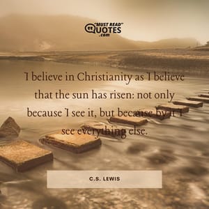 I believe in Christianity as I believe that the sun has risen: not only because I see it, but because by it I see everything else.
