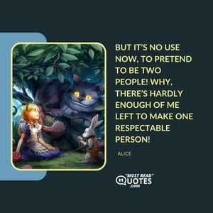But it’s no use now, to pretend to be two people! Why, there’s hardly enough of me left to make one respectable person!