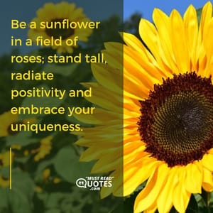 Be a sunflower in a field of roses; stand tall, radiate positivity and embrace your uniqueness.