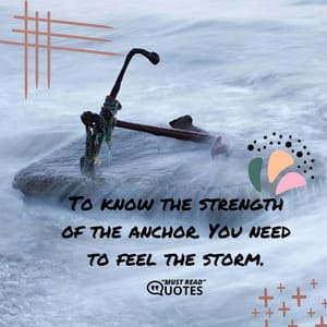 To know the strength of the anchor. You need to feel the storm.