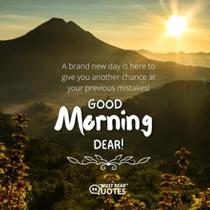 A brand new day is here to give you another chance at your previous mistakes! Good Morning, dear!