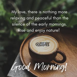 My love, there is nothing more relaxing and peaceful than the silence of the early mornings. Rise and enjoy nature! Good Morning!