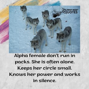 Alpha female don't run in packs. She is often alone. Keeps her circle small. Knows her power and works in silence.