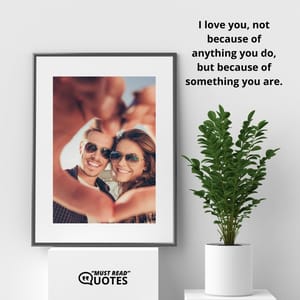 I love you, not because of anything you do, but because of something you are.