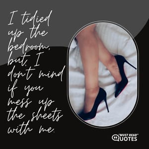 I tidied up the bedroom, but I don’t mind if you mess up the sheets with me.