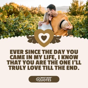Ever since the day you came in my life, I know that you are the one I'll truly love till the end.