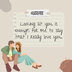 Looking at you is enough for me to say that I really love you.