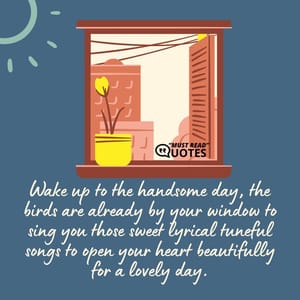 Wake up to the handsome day, the birds are already by your window to sing you those sweet lyrical tuneful songs to open your heart beautifully for a lovely day.