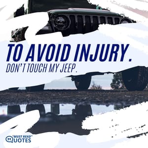 To avoid injury. Don’t touch my Jeep.