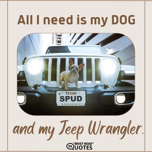 All I need is my DOG and my Jeep Wrangler.