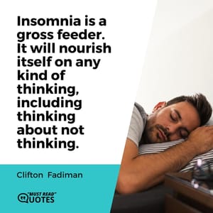 Insomnia is a gross feeder. It will nourish itself on any kind of thinking, including thinking about not thinking.