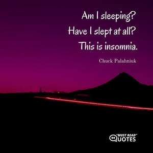 Am I sleeping? Have I slept at all? This is insomnia.