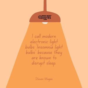 I call modern electronic light bulbs ‘Insomnia light bulbs’ because they are known to disrupt sleep.