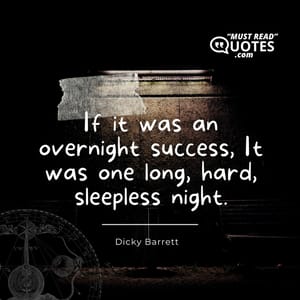 If it was an overnight success, It was one long, hard, sleepless night.