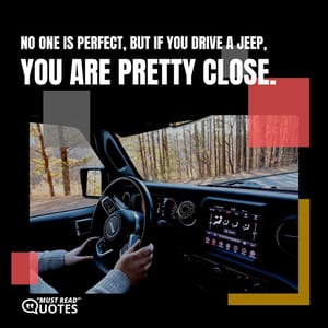 No one is perfect, but if you drive a Jeep, you are pretty close.