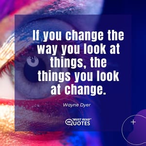 If you change the way you look at things, the things you look at change.