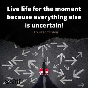 Live life for the moment because everything else is uncertain!