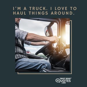 I’m a truck. I love to haul things around.
