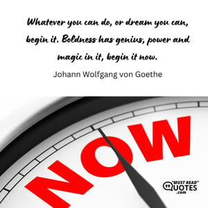 Whatever you can do, or dream you can, begin it. Boldness has genius, power and magic in it, begin it now.