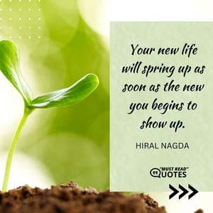 Your new life will spring up as soon as the new you begins to show up.