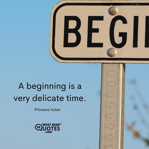 A beginning is a very delicate time.