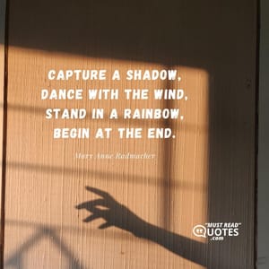 Capture a shadow, dance with the wind, stand in a rainbow, begin at the end.