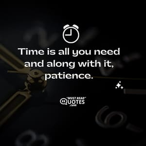 Time is all you need and along with it, patience.