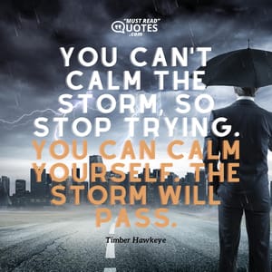 You can't calm the storm, so stop trying. You can calm yourself. The storm will pass.